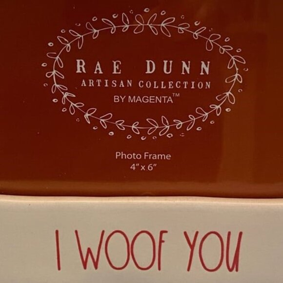 Rae Dunn Artisan Collection ❤️ I WOOF YOU 💜 Ceramic 4x6 Photo Picture Frame NWT - Picture 2 of 3